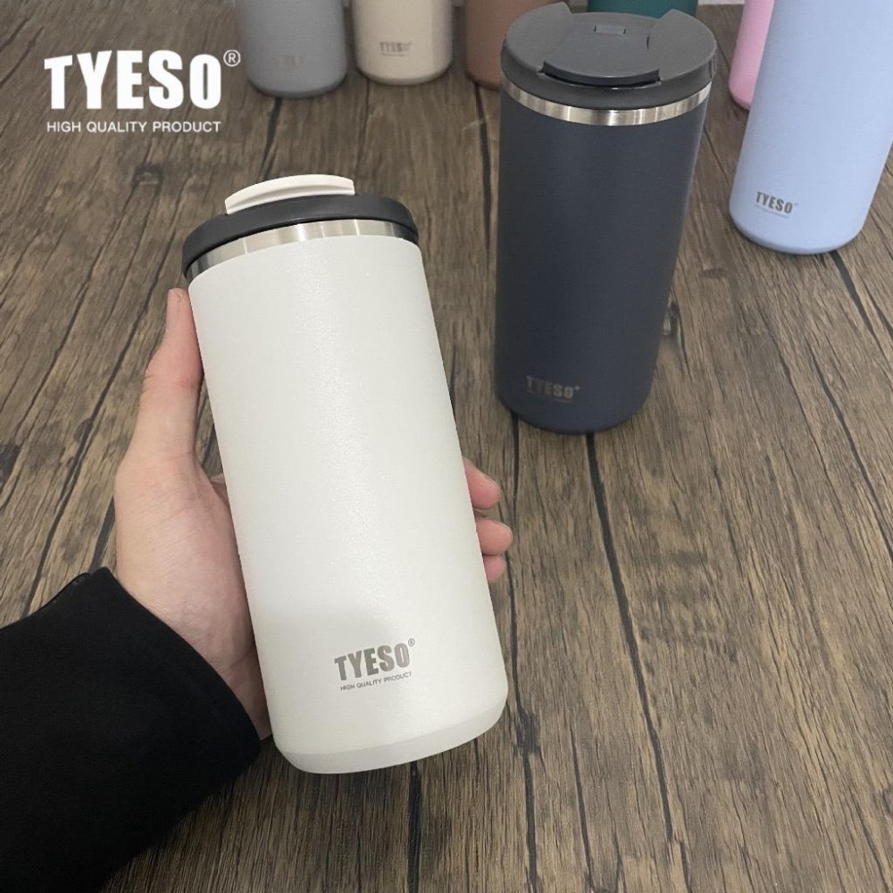 TYESO 泰碩保溫杯 咖啡杯600ml/750ml 304不鏽鋼輕巧隨行杯 環保防漏車載咖啡杯 翻蓋直身不鏽鋼保溫杯-細節圖2