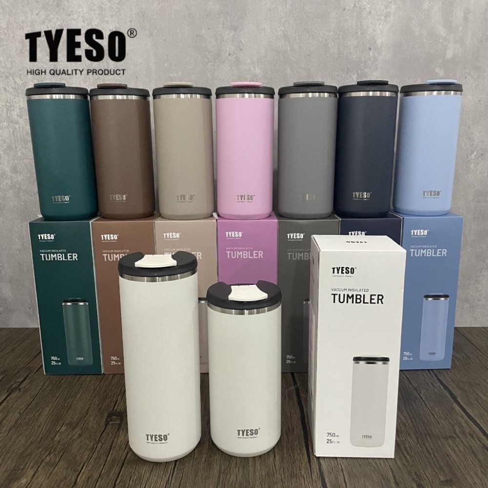 TYESO 泰碩保溫杯 咖啡杯600ml/750ml 304不鏽鋼輕巧隨行杯 環保防漏車載咖啡杯 翻蓋直身不鏽鋼保溫杯-細節圖3