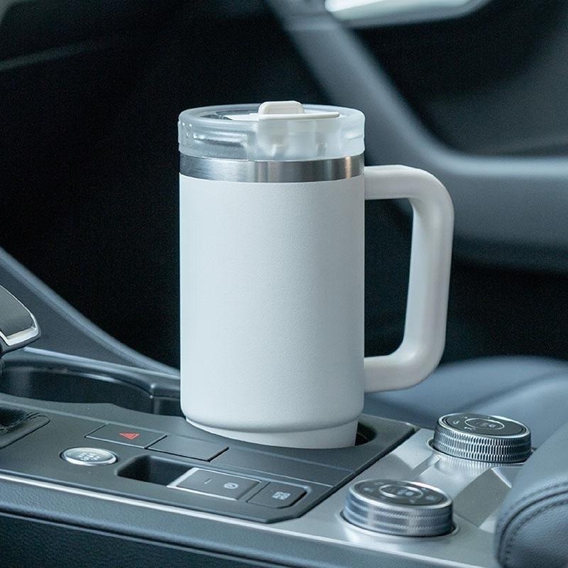 新款現貨 TYESO手把冰霸杯 304不鏽鋼保溫杯 旋轉杯蓋雙飲吸管保溫杯 大容量手把冰霸杯 環保咖啡杯 車載保溫保冷杯-細節圖4