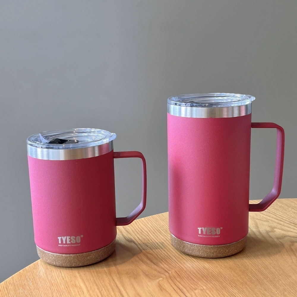 TYESO泰碩咖啡杯530ml/710ml 304不鏽鋼直飲杯蓋防滑軟木杯墊保溫杯帶手柄保溫咖啡杯 雙層不鏽鋼真空保溫杯-規格圖10