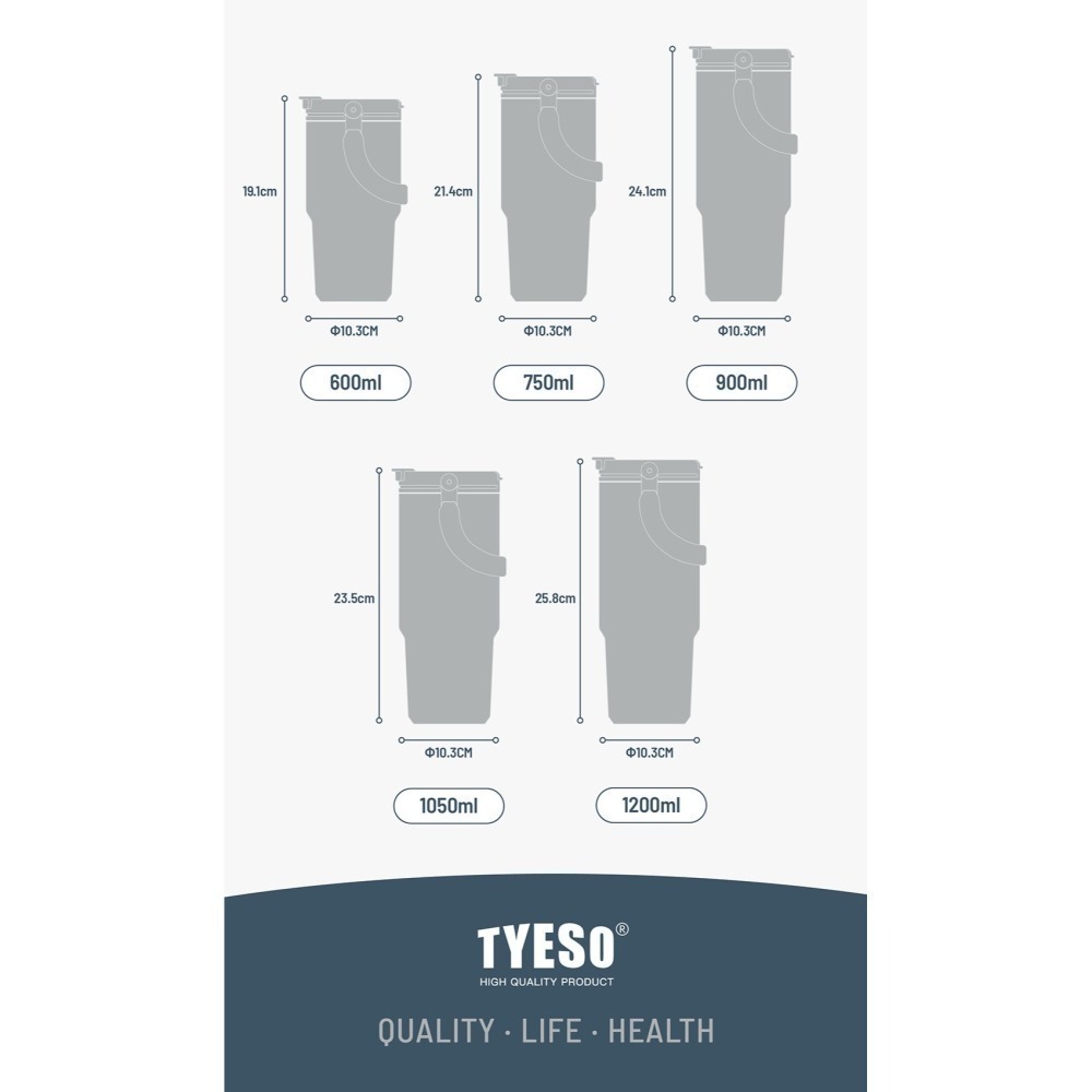 TYESO 泰碩提手吸管保溫杯 雙飲式杯蓋冰霸杯 防漏帶手提保溫杯 保溫保冷咖啡杯 大容量吸管直飲保溫杯-細節圖8