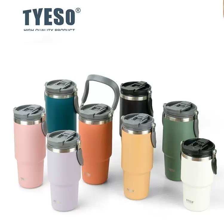 【限時購】TYESO泰碩提手吸管保溫杯 600/750/900/1050/1200ml雙飲式杯蓋冰霸杯 隨行車載咖啡杯-細節圖8