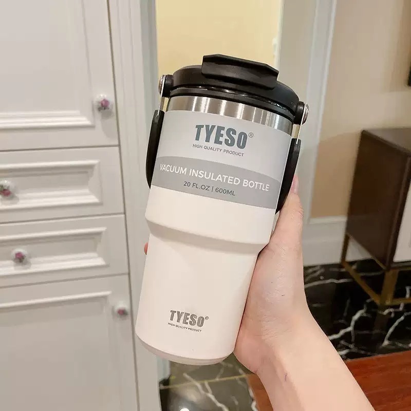 TYESO 泰碩提手吸管保溫杯 雙飲式杯蓋冰霸杯 防漏帶手提保溫杯 保溫保冷咖啡杯 大容量吸管直飲保溫杯-規格圖8