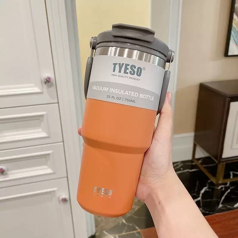 【限時購】TYESO泰碩提手吸管保溫杯 600/750/900/1050/1200ml雙飲式杯蓋冰霸杯 隨行車載咖啡杯-規格圖9
