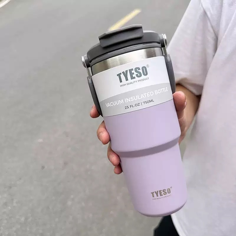 TYESO 泰碩提手吸管保溫杯 雙飲式杯蓋冰霸杯 防漏帶手提保溫杯 保溫保冷咖啡杯 大容量吸管直飲保溫杯-規格圖8