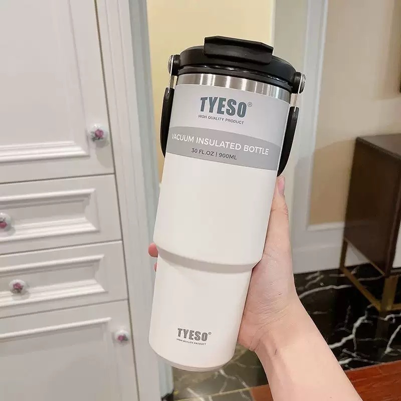 【限時購】TYESO泰碩提手吸管保溫杯 600/750/900/1050/1200ml雙飲式杯蓋冰霸杯 隨行車載咖啡杯-規格圖9