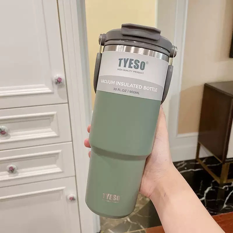 【限時購】TYESO泰碩提手吸管保溫杯 600/750/900/1050/1200ml雙飲式杯蓋冰霸杯 隨行車載咖啡杯-規格圖9