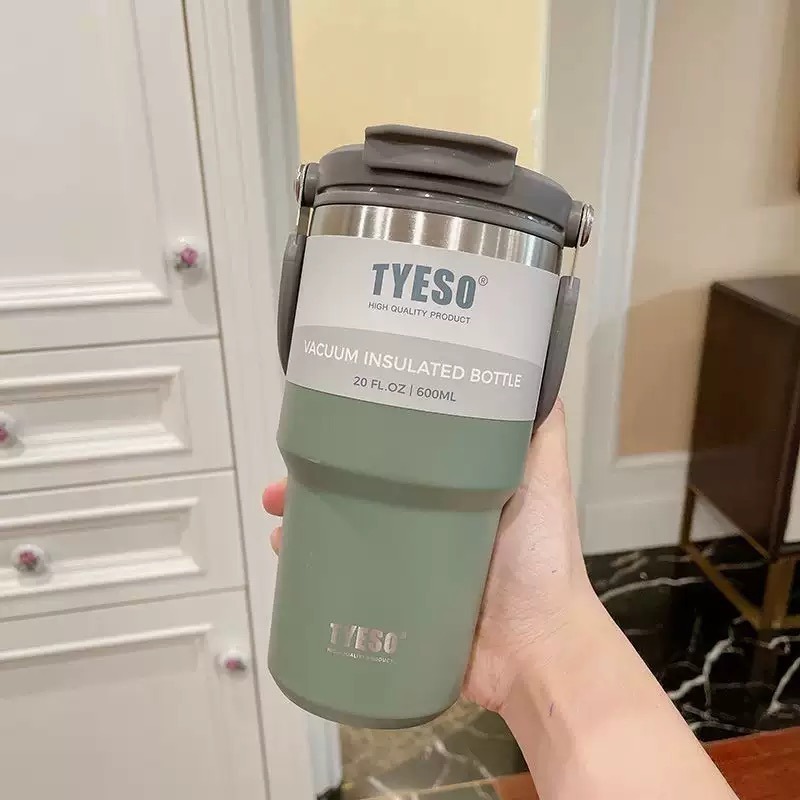 TYESO 泰碩提手吸管保溫杯 雙飲式杯蓋冰霸杯 防漏帶手提保溫杯 保溫保冷咖啡杯 大容量吸管直飲保溫杯-規格圖8