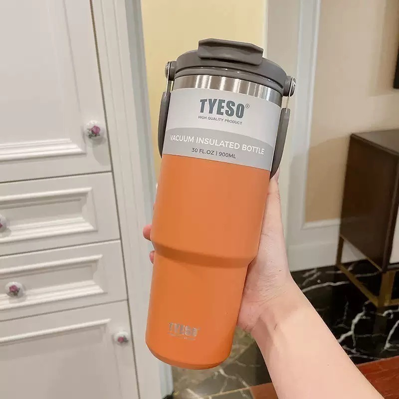 【限時購】TYESO泰碩提手吸管保溫杯 600/750/900/1050/1200ml雙飲式杯蓋冰霸杯 隨行車載咖啡杯-規格圖9