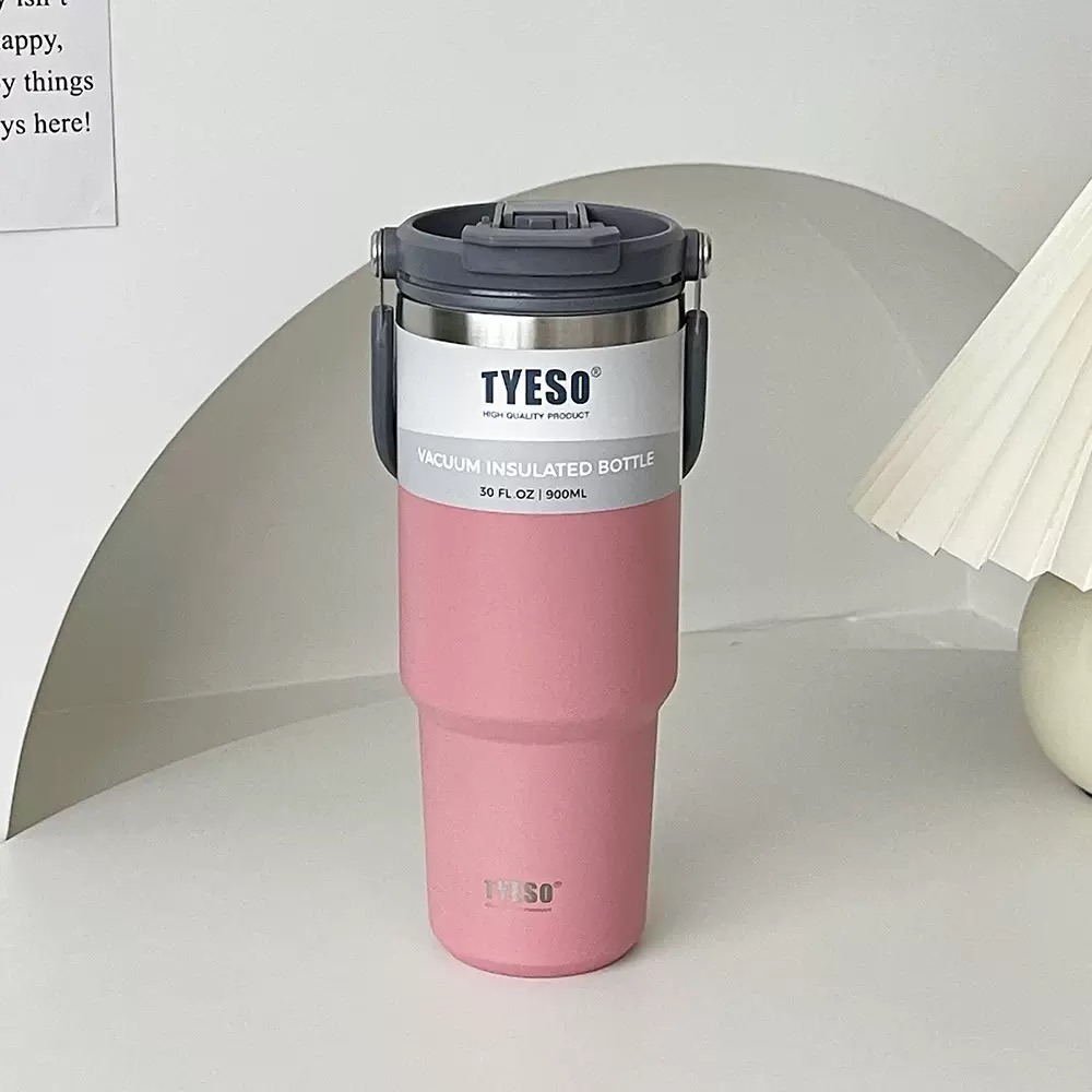 【限時購】TYESO泰碩提手吸管保溫杯 600/750/900/1050/1200ml雙飲式杯蓋冰霸杯 隨行車載咖啡杯-規格圖9