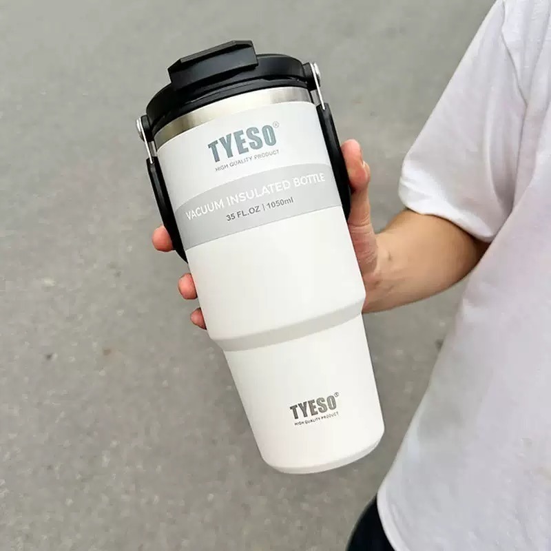 TYESO 泰碩提手吸管保溫杯 雙飲式杯蓋冰霸杯 防漏帶手提保溫杯 保溫保冷咖啡杯 大容量吸管直飲保溫杯-規格圖8
