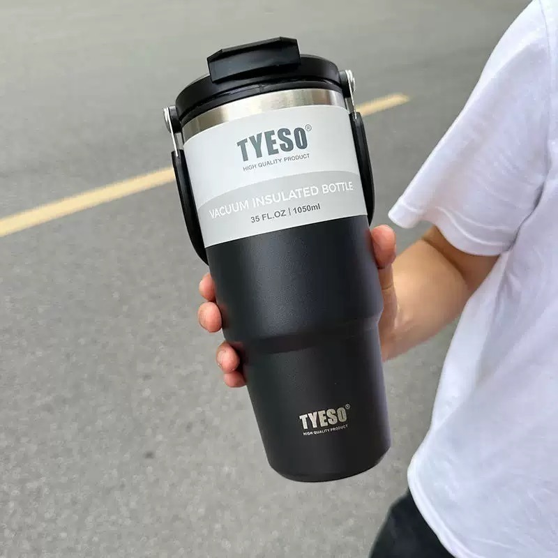 【限時購】TYESO泰碩提手吸管保溫杯 600/750/900/1050/1200ml雙飲式杯蓋冰霸杯 隨行車載咖啡杯-規格圖9