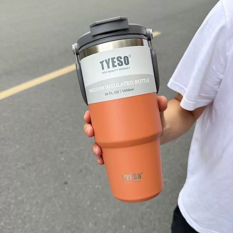 【限時購】TYESO泰碩提手吸管保溫杯 600/750/900/1050/1200ml雙飲式杯蓋冰霸杯 隨行車載咖啡杯-規格圖9