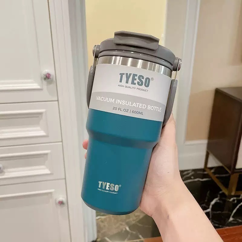 【限時購】TYESO泰碩提手吸管保溫杯 600/750/900/1050/1200ml雙飲式杯蓋冰霸杯 隨行車載咖啡杯-規格圖9