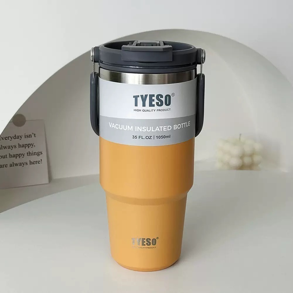 TYESO 泰碩提手吸管保溫杯 雙飲式杯蓋冰霸杯 防漏帶手提保溫杯 保溫保冷咖啡杯 大容量吸管直飲保溫杯-規格圖8