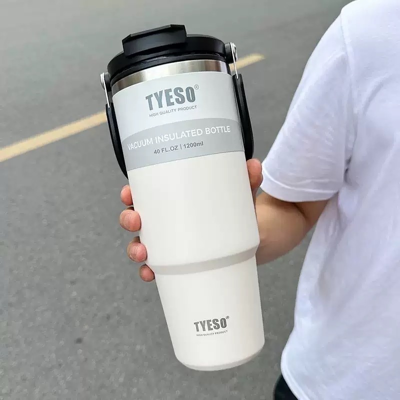 【限時購】TYESO泰碩提手吸管保溫杯 600/750/900/1050/1200ml雙飲式杯蓋冰霸杯 隨行車載咖啡杯-規格圖9