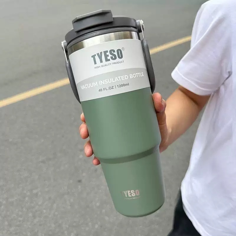 TYESO 泰碩提手吸管保溫杯 雙飲式杯蓋冰霸杯 防漏帶手提保溫杯 保溫保冷咖啡杯 大容量吸管直飲保溫杯-規格圖8