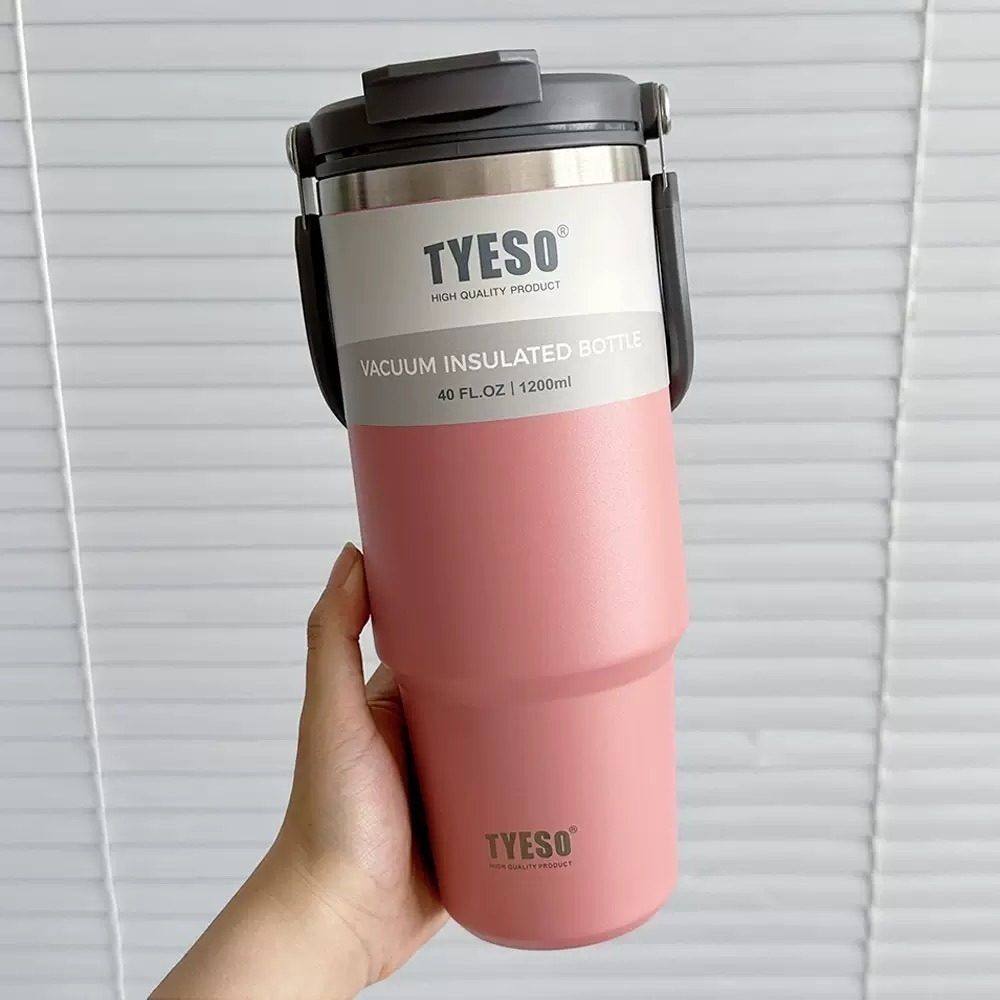 【限時購】TYESO泰碩提手吸管保溫杯 600/750/900/1050/1200ml雙飲式杯蓋冰霸杯 隨行車載咖啡杯-規格圖9
