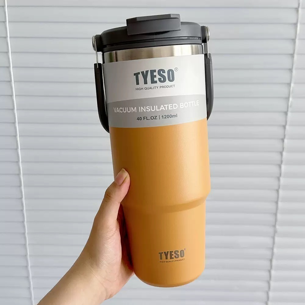 【限時購】TYESO泰碩提手吸管保溫杯 600/750/900/1050/1200ml雙飲式杯蓋冰霸杯 隨行車載咖啡杯-規格圖9