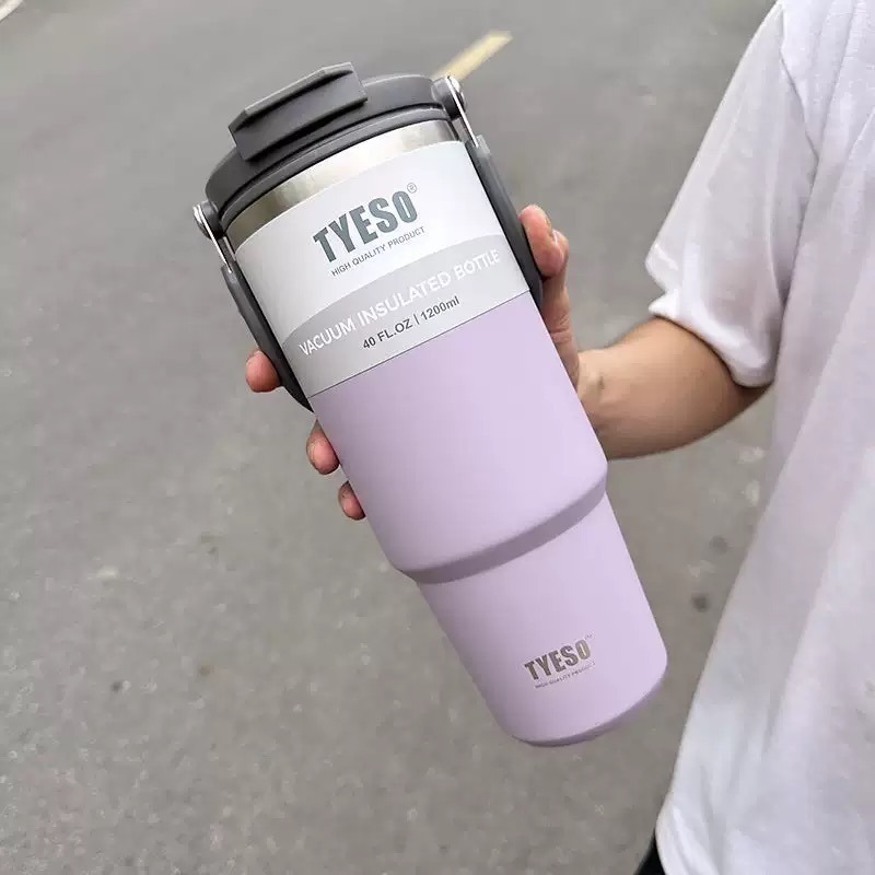 【限時購】TYESO泰碩提手吸管保溫杯 600/750/900/1050/1200ml雙飲式杯蓋冰霸杯 隨行車載咖啡杯-規格圖9