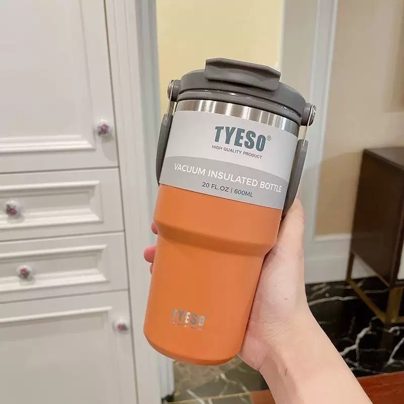 TYESO 泰碩提手吸管保溫杯 雙飲式杯蓋冰霸杯 防漏帶手提保溫杯 保溫保冷咖啡杯 大容量吸管直飲保溫杯-規格圖8