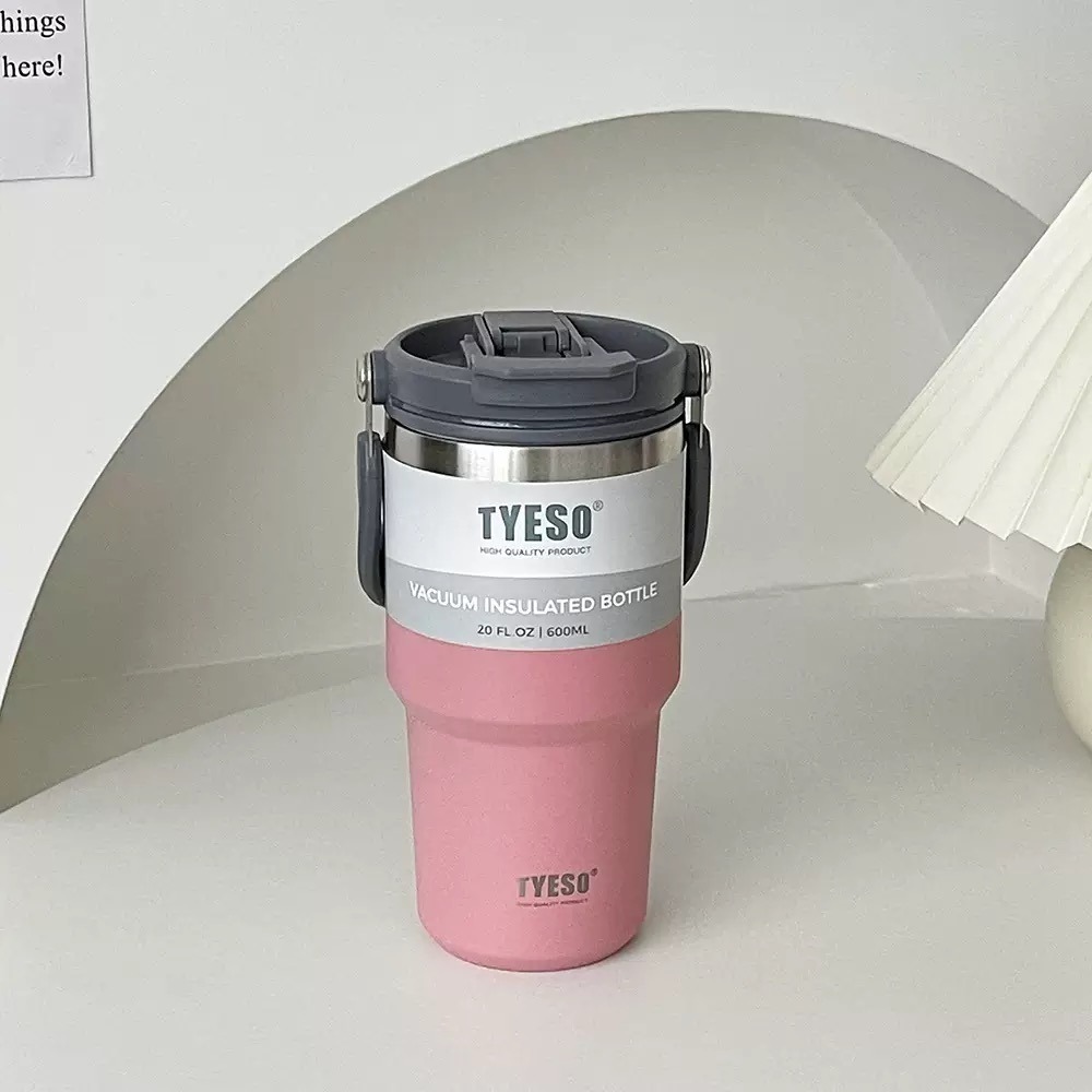 TYESO 泰碩提手吸管保溫杯 雙飲式杯蓋冰霸杯 防漏帶手提保溫杯 保溫保冷咖啡杯 大容量吸管直飲保溫杯-規格圖8