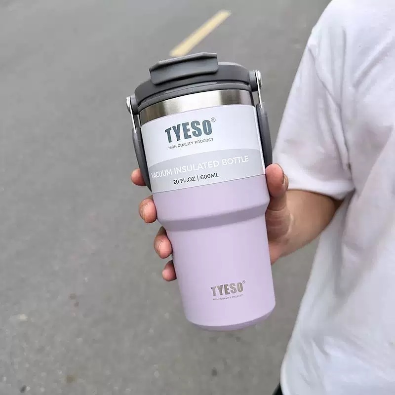 TYESO 泰碩提手吸管保溫杯 雙飲式杯蓋冰霸杯 防漏帶手提保溫杯 保溫保冷咖啡杯 大容量吸管直飲保溫杯-規格圖8