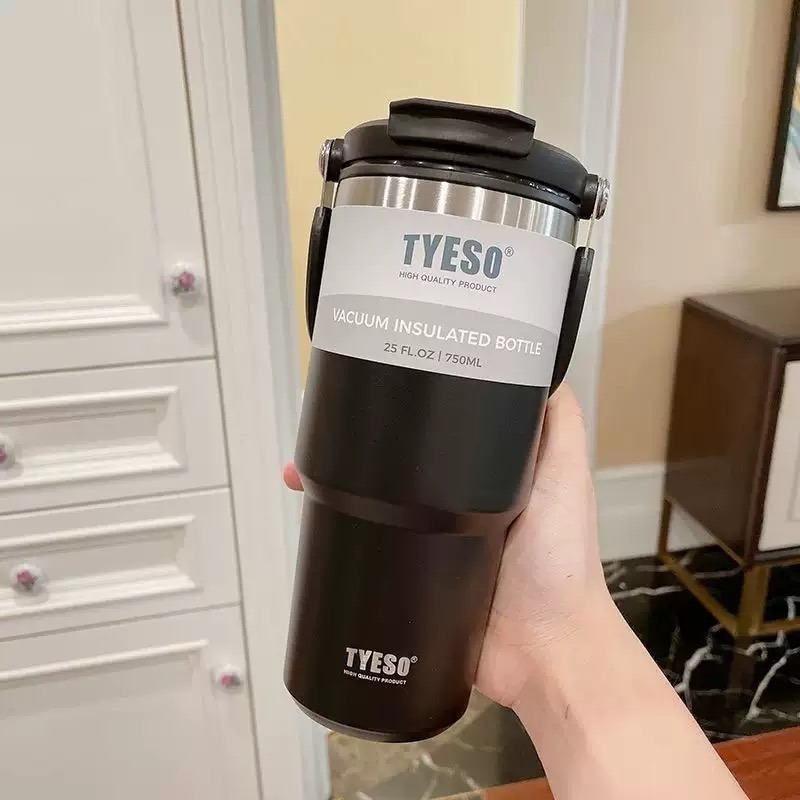 【限時購】TYESO泰碩提手吸管保溫杯 600/750/900/1050/1200ml雙飲式杯蓋冰霸杯 隨行車載咖啡杯-規格圖9
