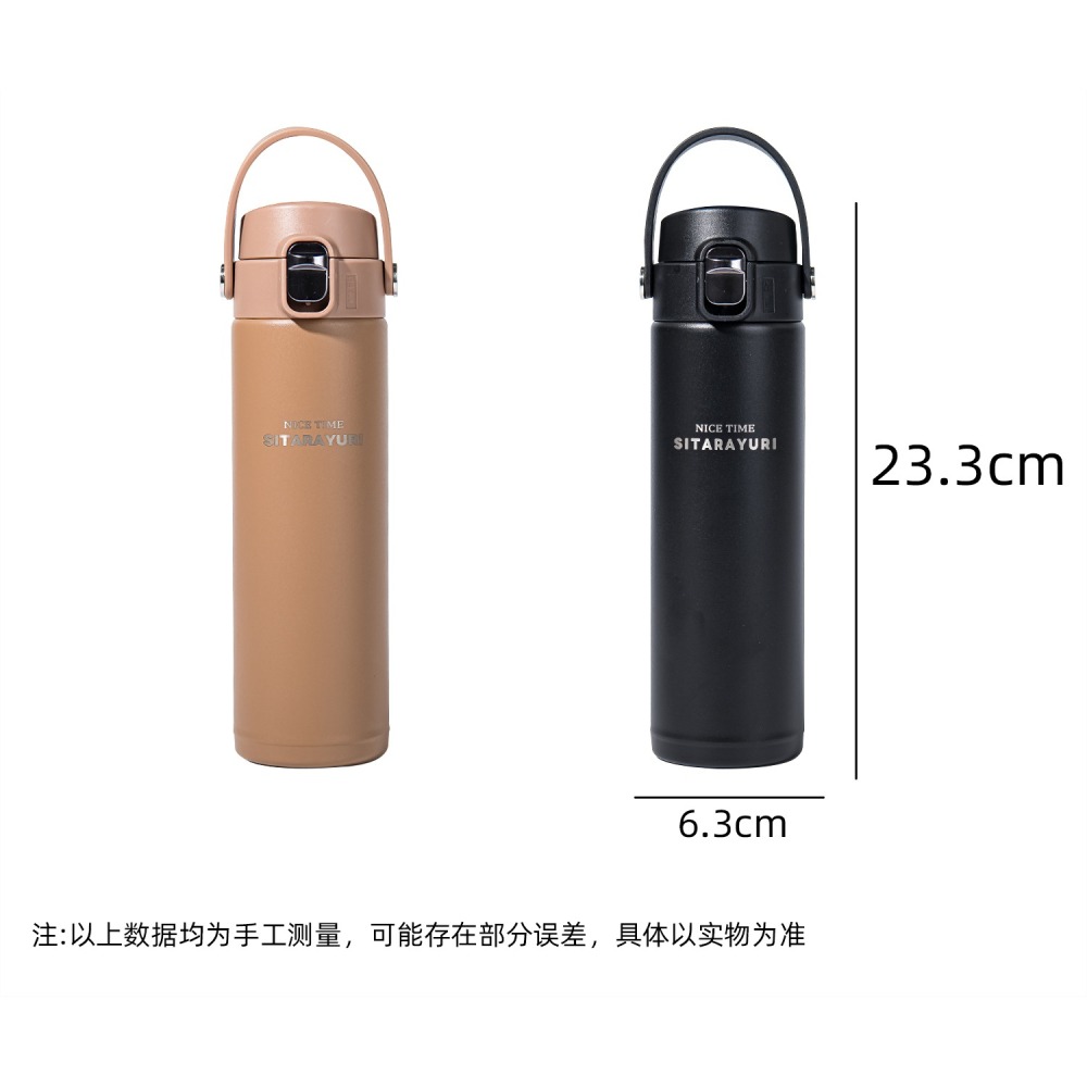 SITARAYURI手提彈跳保溫杯500ML 304不鏽鋼保溫杯新款彈跳簡約便攜保溫杯旋轉杯蓋防漏保溫 便攜式車載保溫杯-細節圖11