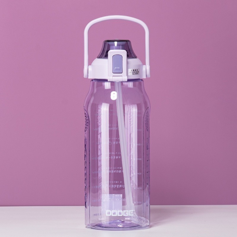 DODGE 道奇繽紛運動吸管水壺1500ml/2000ml透明彩色塑膠運動水壺 安全鎖一鍵彈蓋健身大容量水杯 運動隨身壺-規格圖8