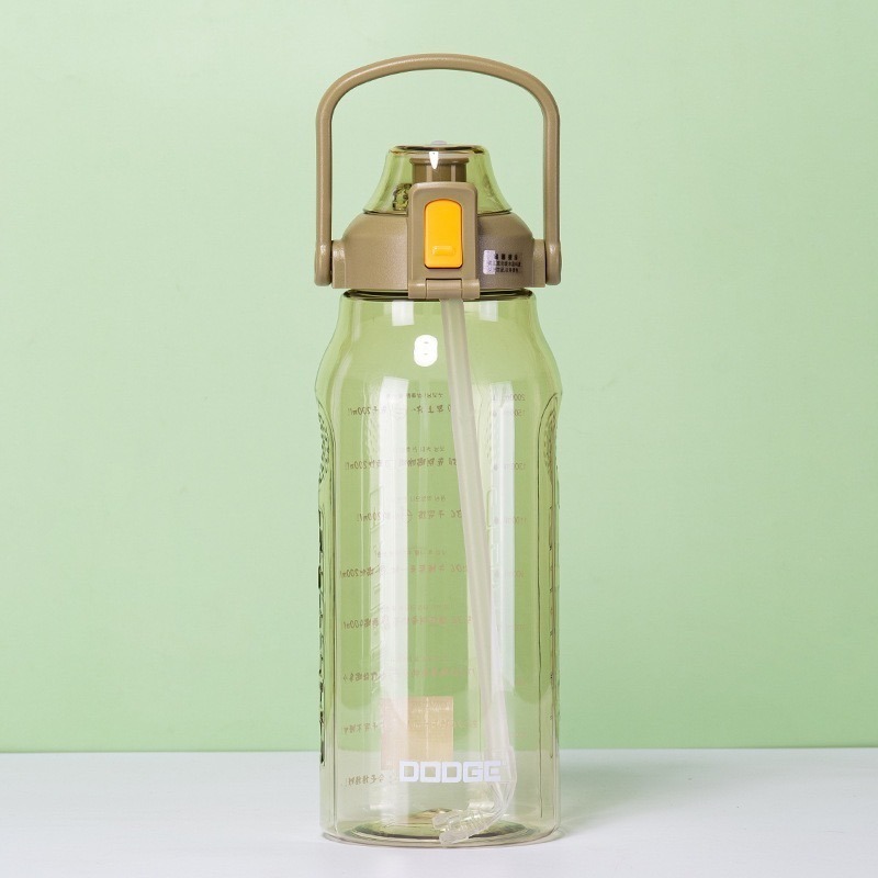 DODGE 道奇繽紛運動吸管水壺1500ml/2000ml透明彩色塑膠運動水壺 安全鎖一鍵彈蓋健身大容量水杯 運動隨身壺-規格圖8