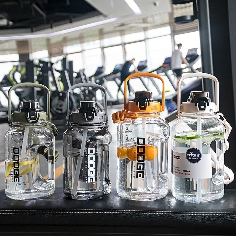 DODGE道奇噸噸桶2000ml TRITAN大容量彈蓋吸管運動水壺水桶 健身水瓶戶外露營彈蓋水桶旅行便攜壺網紅噸噸桶-細節圖2