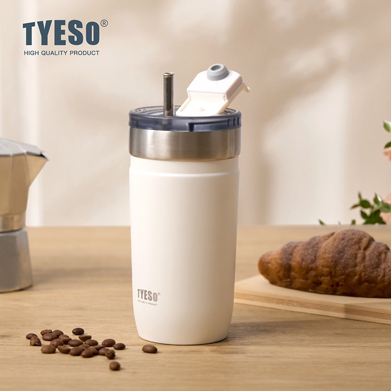 新款 TYESO 泰碩不鏽鋼保溫杯550ml/710ml 304不鏽鋼大容量保溫杯防漏旋轉杯蓋辦公便攜咖啡杯車載杯露營杯-細節圖3