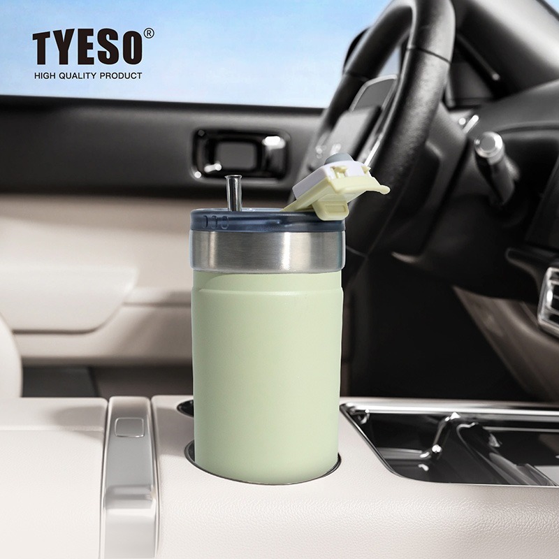 新款 TYESO 泰碩不鏽鋼保溫杯550ml/710ml 304不鏽鋼大容量保溫杯防漏旋轉杯蓋辦公便攜咖啡杯車載杯露營杯-細節圖4