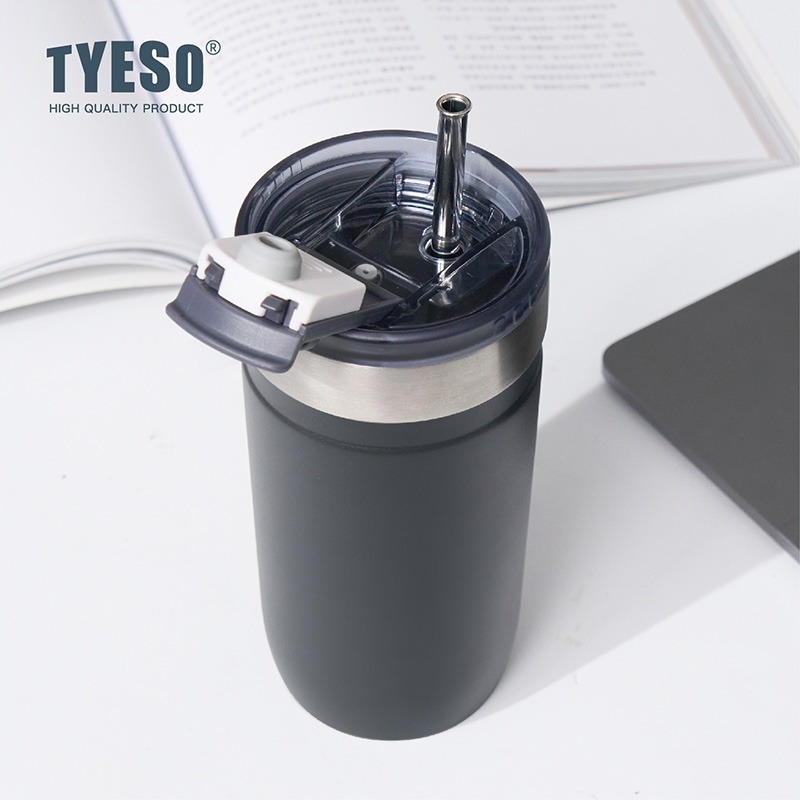新款 TYESO 泰碩不鏽鋼保溫杯550ml/710ml 304不鏽鋼大容量保溫杯防漏旋轉杯蓋辦公便攜咖啡杯車載杯露營杯-細節圖5