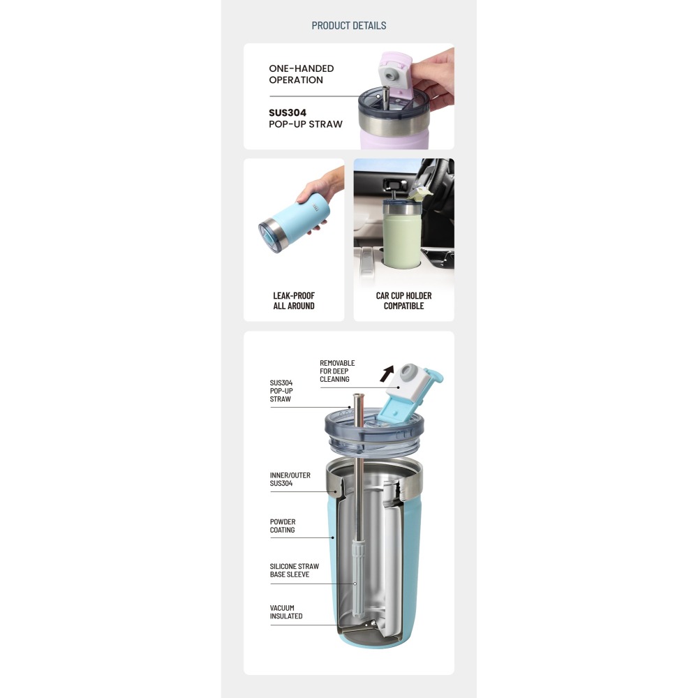 新款 TYESO 泰碩不鏽鋼保溫杯550ml/710ml 304不鏽鋼大容量保溫杯防漏旋轉杯蓋辦公便攜咖啡杯車載杯露營杯-細節圖7