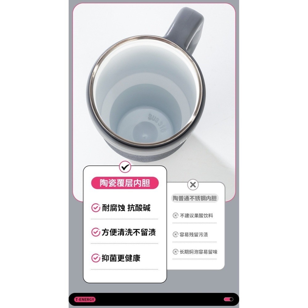 新款 一鍵彈蓋保溫杯1200ml大容量冰霸杯 316不鏽鋼/陶瓷涂層內膽 帶握把保溫杯 手把保溫大象杯 環保咖啡杯-細節圖4