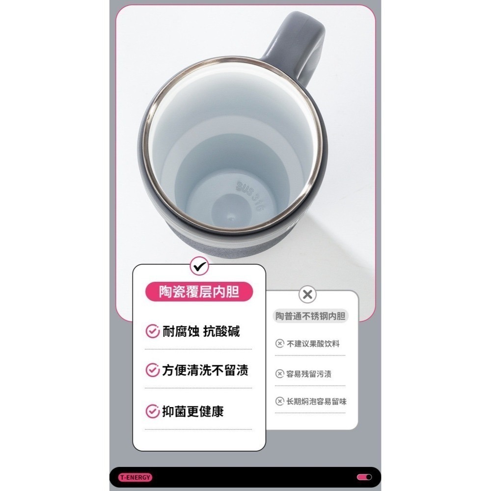 新款 一鍵彈蓋保溫杯1200ml大容量冰霸杯 316不鏽鋼/陶瓷涂層內膽 帶握把保溫杯 手把保溫大象杯 環保咖啡杯-細節圖4