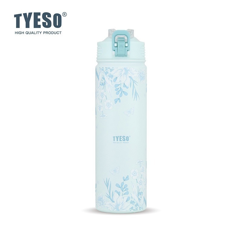 【限時購】 TYESO花卉系列304不鏽鋼吸管保溫杯 750ml戶外運動手提登山保溫壺 環保隨行咖啡杯 一鍵彈蓋車載杯-規格圖8