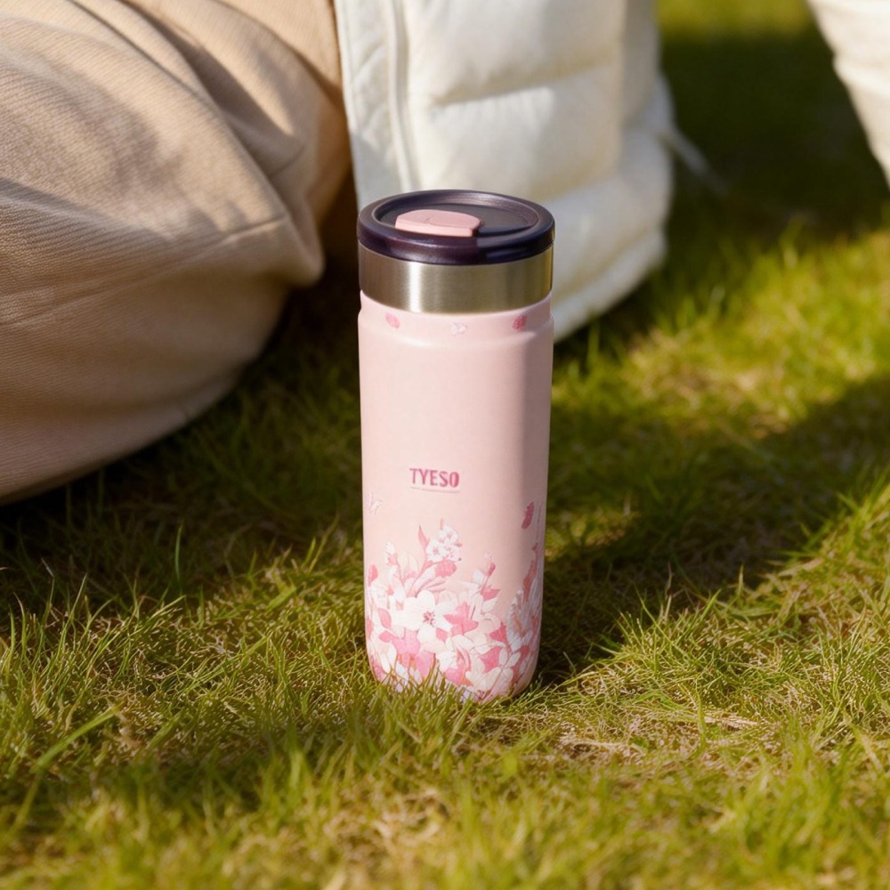 TYESO花卉系列簡約隨手咖啡杯 304不鏽鋼710ml雙層運動保溫杯 雙飲冰霸杯 不鏽鋼環保隨行咖啡杯 隱藏吸管車載杯-細節圖5