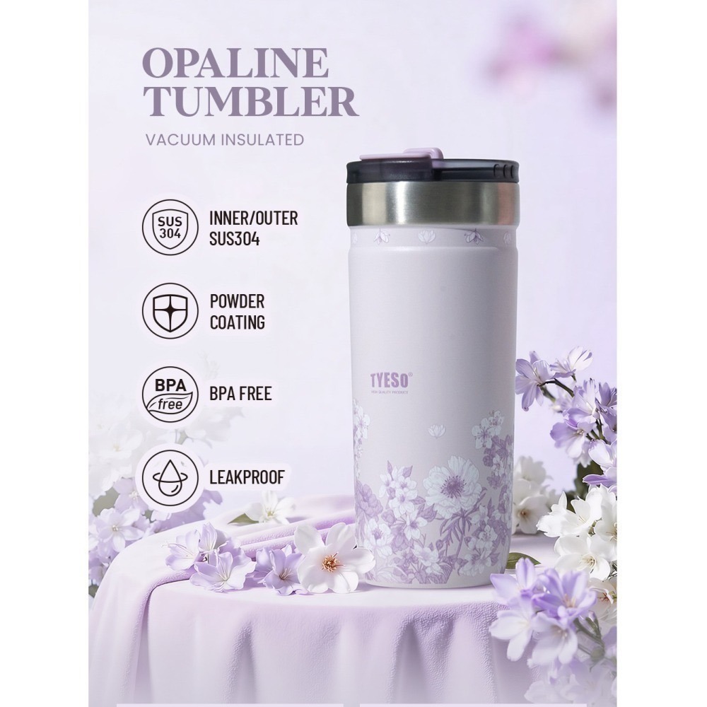 【限時購】TYESO花卉系列簡約隨手咖啡杯 304不鏽鋼710ml運動保溫杯 雙飲冰霸杯 不鏽鋼環保隨行咖啡杯 車載杯-細節圖7