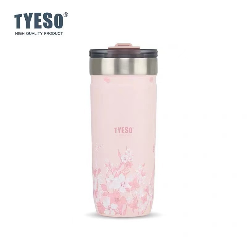 TYESO花卉系列簡約隨手咖啡杯 304不鏽鋼710ml雙層運動保溫杯 雙飲冰霸杯 不鏽鋼環保隨行咖啡杯 隱藏吸管車載杯-規格圖9