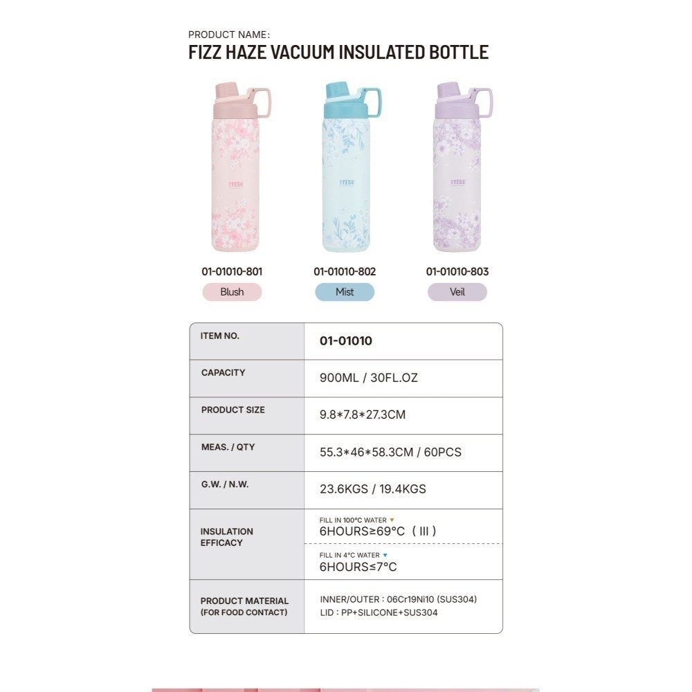 【限時購】TYESO花卉系列保溫杯 304不鏽鋼900ml大容量運動保溫杯 防漏旋轉杯蓋提手不鏽鋼運動水壺 隨行車載杯-細節圖9