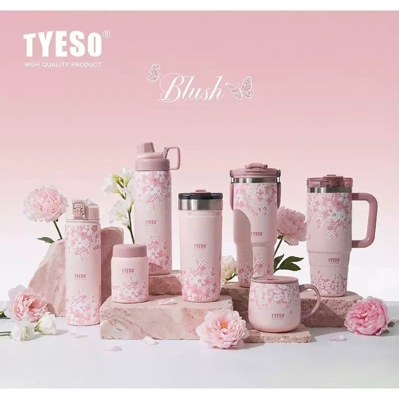 【限時購】TYESO花卉系列保溫杯 提手雙飲冰霸杯 彈蓋吸管保溫杯 手把奶茶杯 環保隨行保溫運動水壺 保溫保冷車載咖啡杯-細節圖2