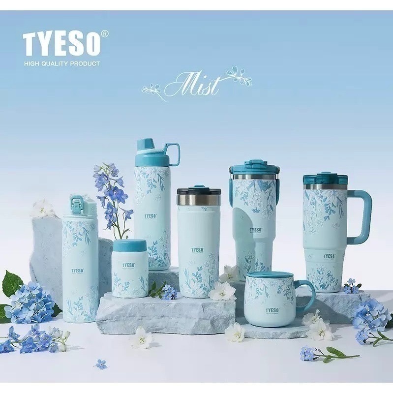 【限時購】TYESO花卉系列保溫杯 提手雙飲冰霸杯 彈蓋吸管保溫杯 手把奶茶杯 環保隨行保溫運動水壺 保溫保冷車載咖啡杯-細節圖3