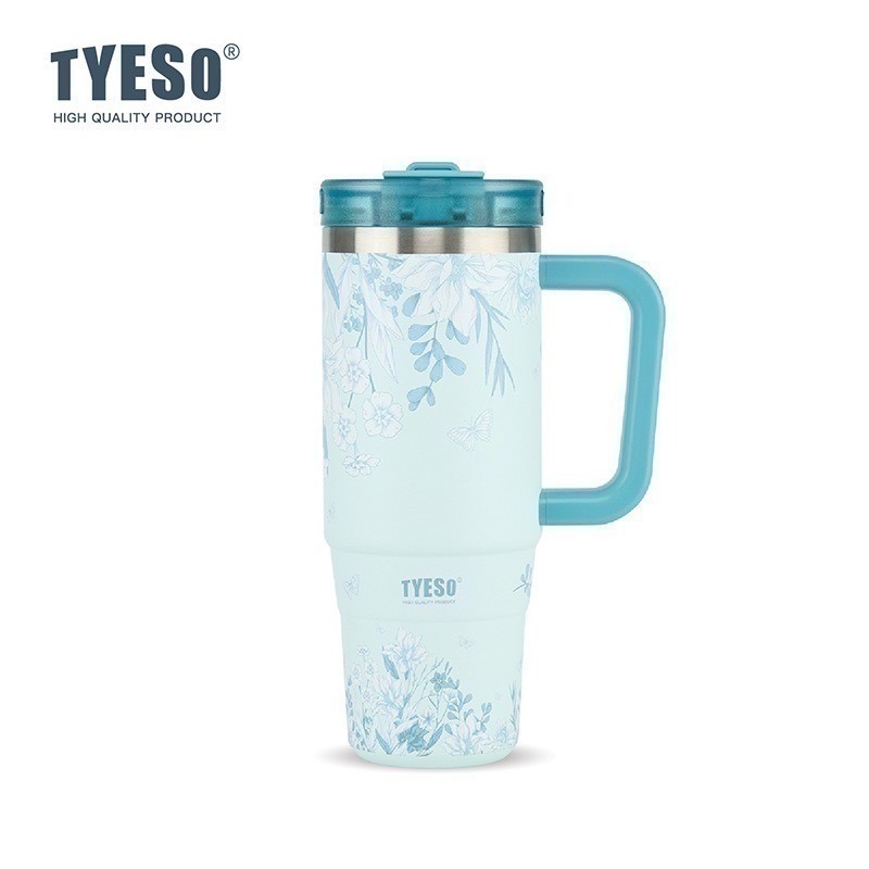 【限時購】TYESO花卉系列保溫杯 提手雙飲冰霸杯 彈蓋吸管保溫杯 手把奶茶杯 環保隨行保溫運動水壺 保溫保冷車載咖啡杯-規格圖10