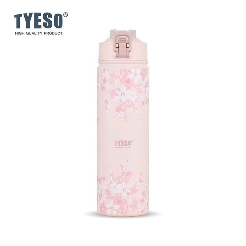 【限時購】TYESO花卉系列保溫杯 提手雙飲冰霸杯 彈蓋吸管保溫杯 手把奶茶杯 環保隨行保溫運動水壺 保溫保冷車載咖啡杯-規格圖10