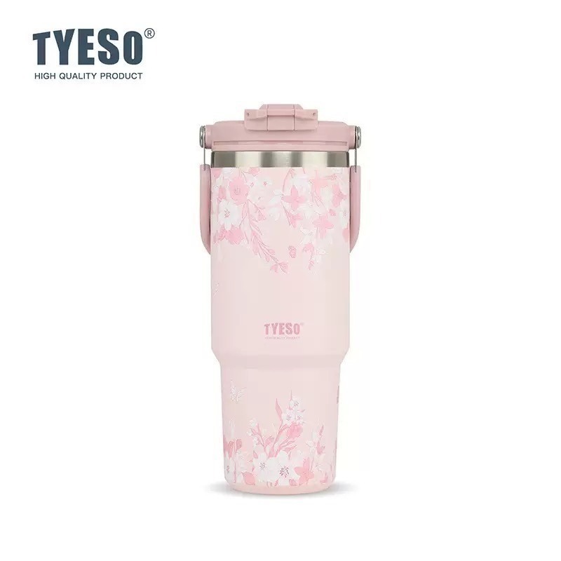 【限時購】TYESO花卉系列保溫杯 提手雙飲冰霸杯 彈蓋吸管保溫杯 手把奶茶杯 環保隨行保溫運動水壺 保溫保冷車載咖啡杯-規格圖10
