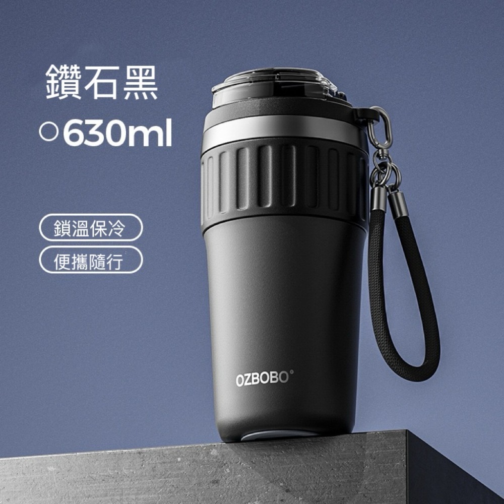 【限時購】保溫咖啡杯630ml不鏽鋼/陶瓷涂層內膽咖啡杯 外出便攜情侶保溫杯車載雙飲杯 附編織提繩 防滑硅膠杯底保溫杯-規格圖11