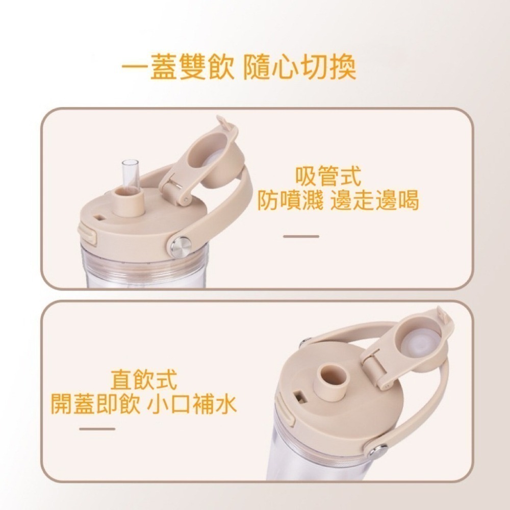 【限時購】麥果新款tritan吸管杯 850ml大孔徑可吸珍珠奶茶杯 一杯雙飲手提彈跳開蓋吸管手搖茶杯 車載環保隨行杯-細節圖3